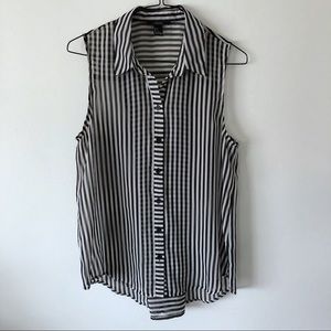 Black + White Sheer Blouse